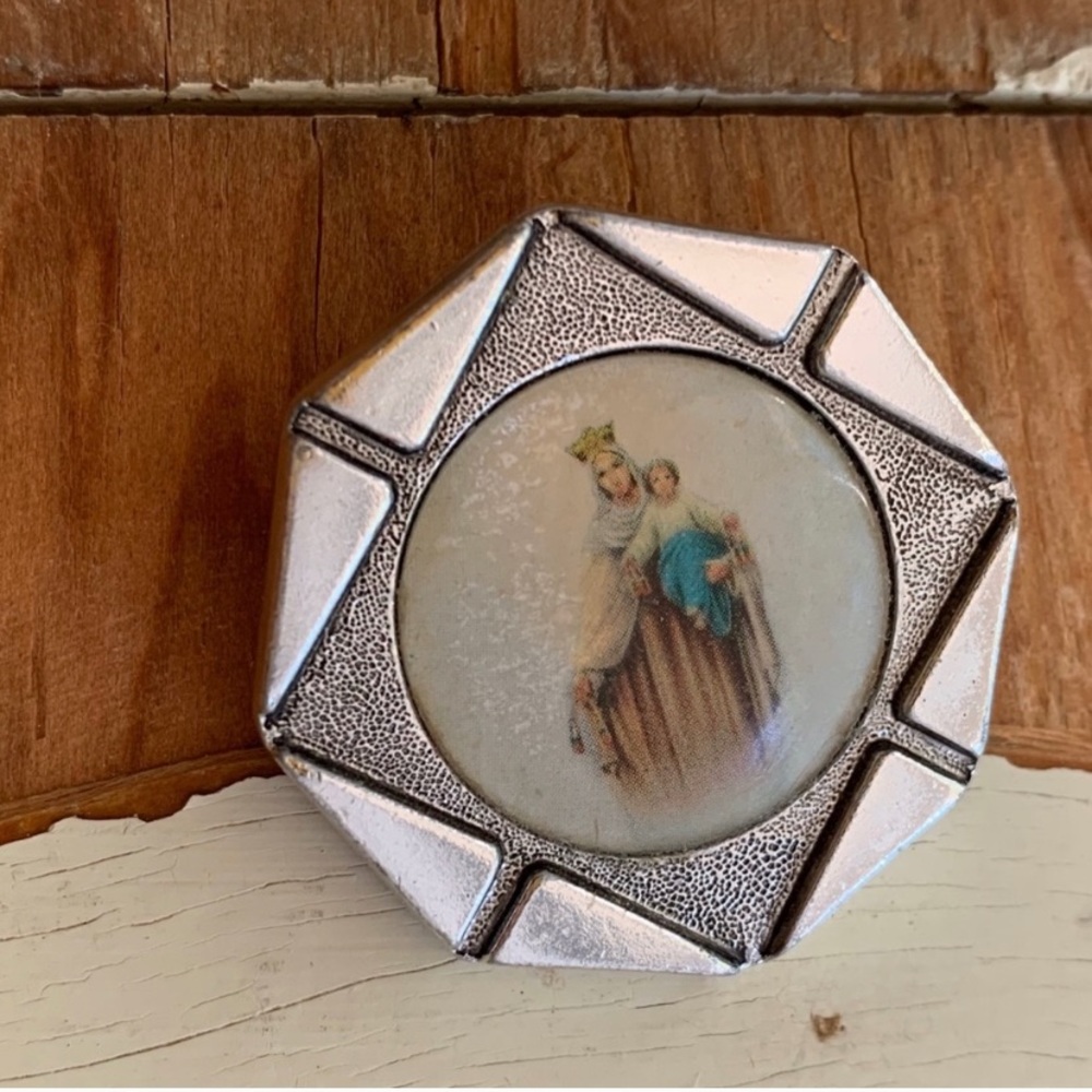 vintage Madonna & child brooch